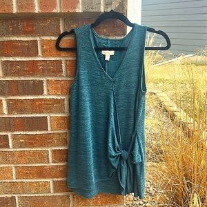 Cupio blush Ladies M teal/black blend tank with front tie detail